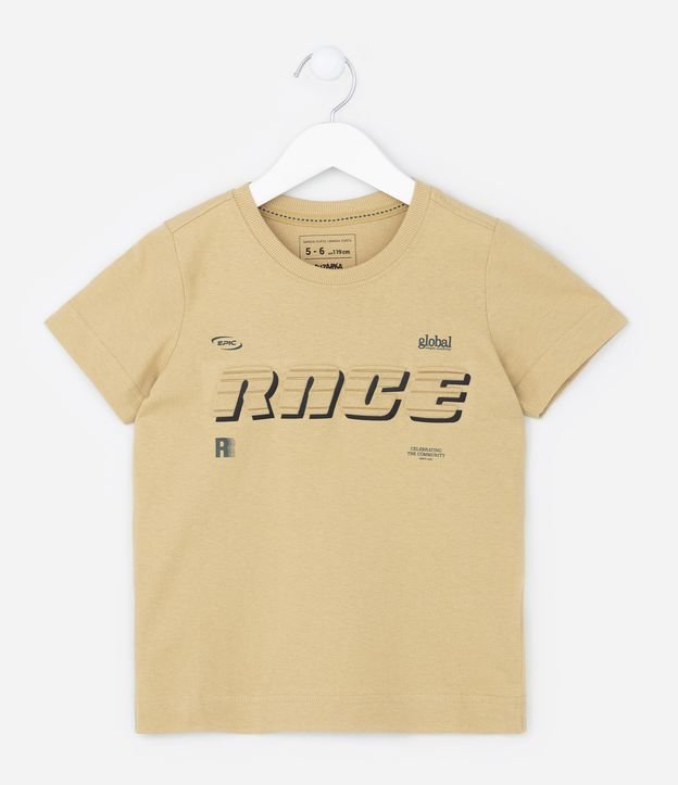 Camiseta Regular Infantil com Estampa Lettering - Tam 5 a 14 anos