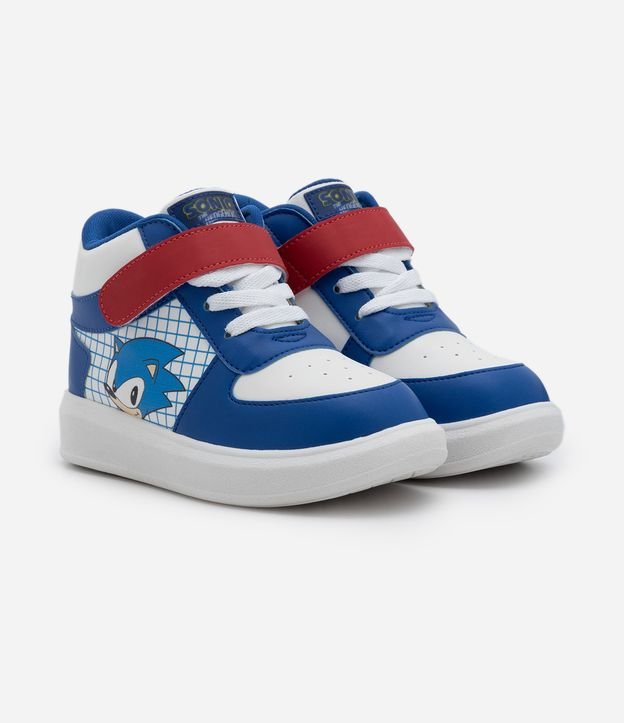 Tênis Botinha Infantil com Velcro e Estampa do Sonic - Tam 22 ao 30