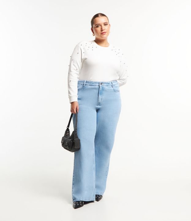 Blusa Canelada com Bolinhas Metalizadas Curve & Plus Size Branco Neve 2
