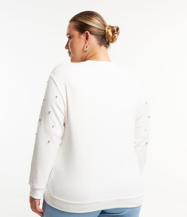 Blusa Canelada com Bolinhas Metalizadas Curve & Plus Size Branco Neve 3