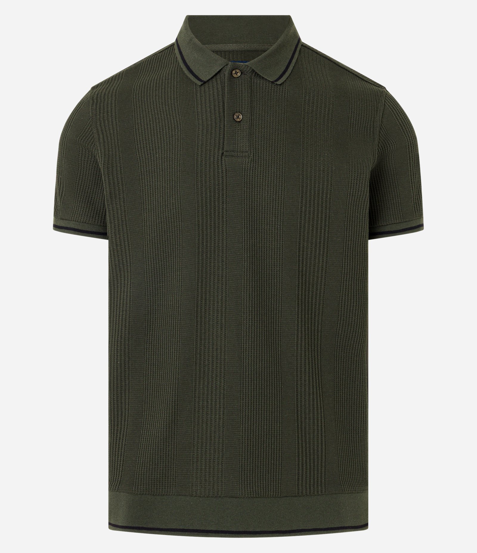 Polo Regular com Textura de Listras e Frisos Contrastantes Verde Escuro 5
