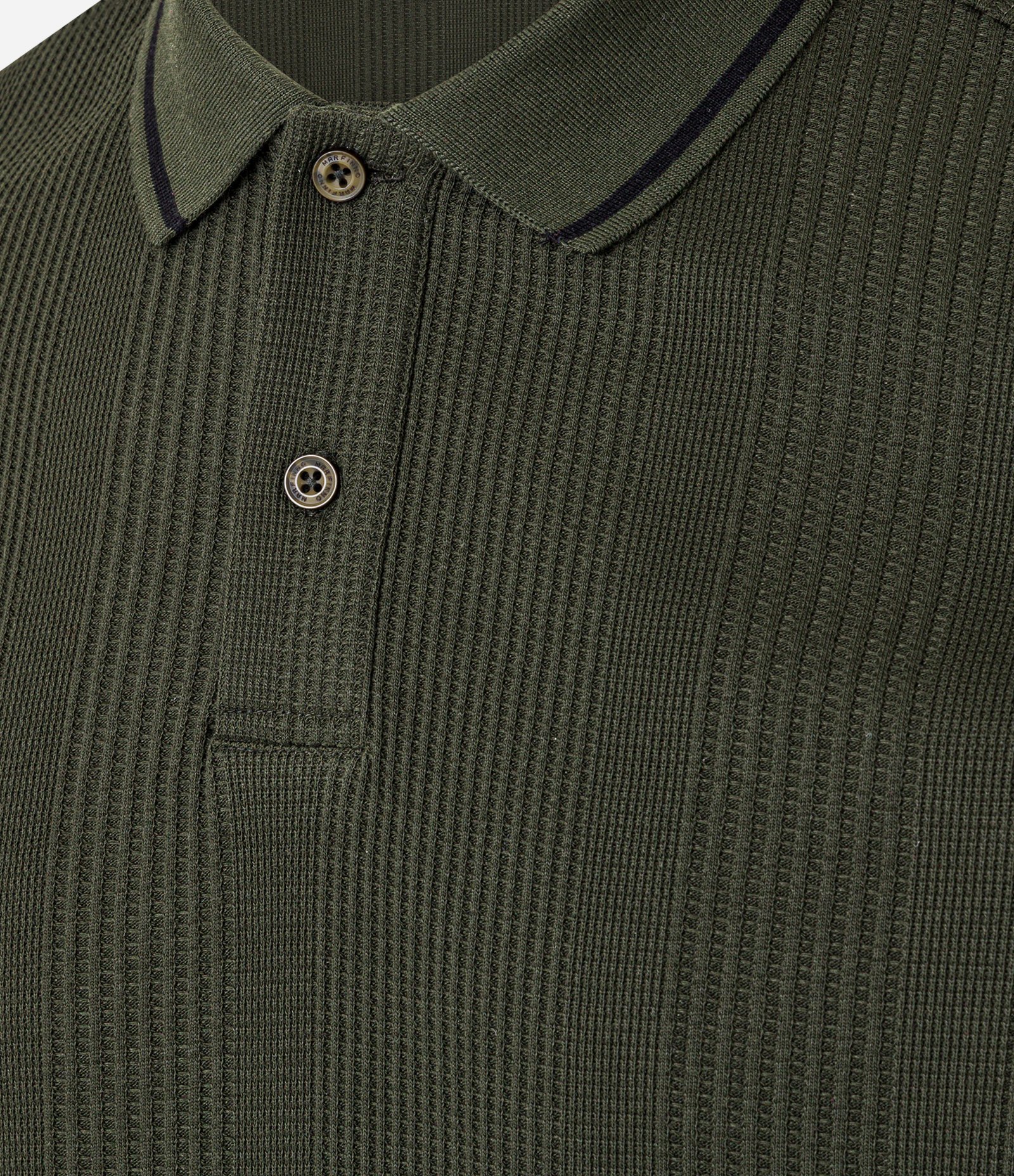 Polo Regular com Textura de Listras e Frisos Contrastantes Verde Escuro 7