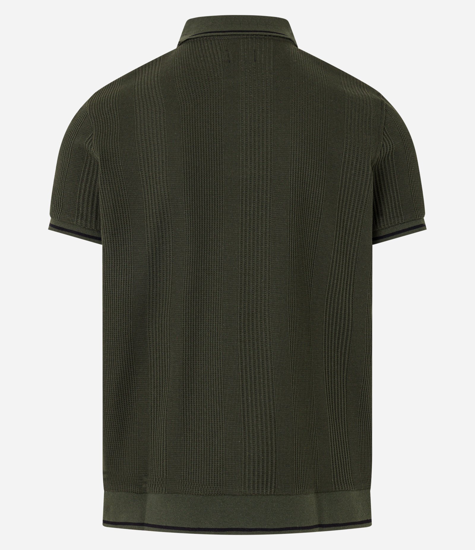 Polo Regular com Textura de Listras e Frisos Contrastantes Verde Escuro 8