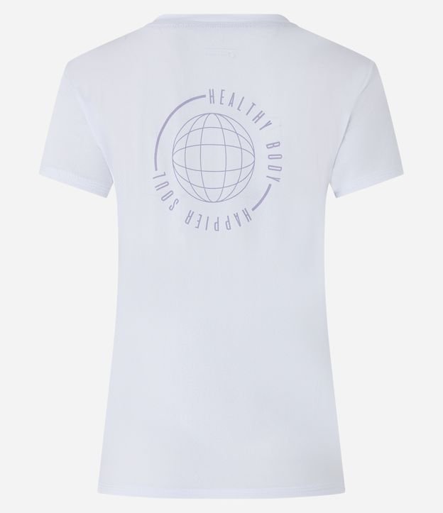 Camiseta Esportiva em Poliamida com Estampa Happier Branco 6