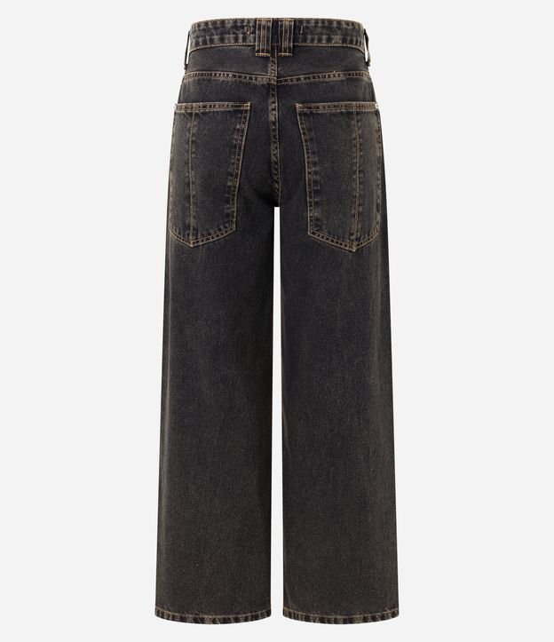 Calça Reta em Jeans com Bolsos Preto 7