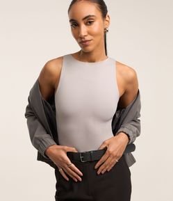 Body Básico em Poliamida com Gola Redonda