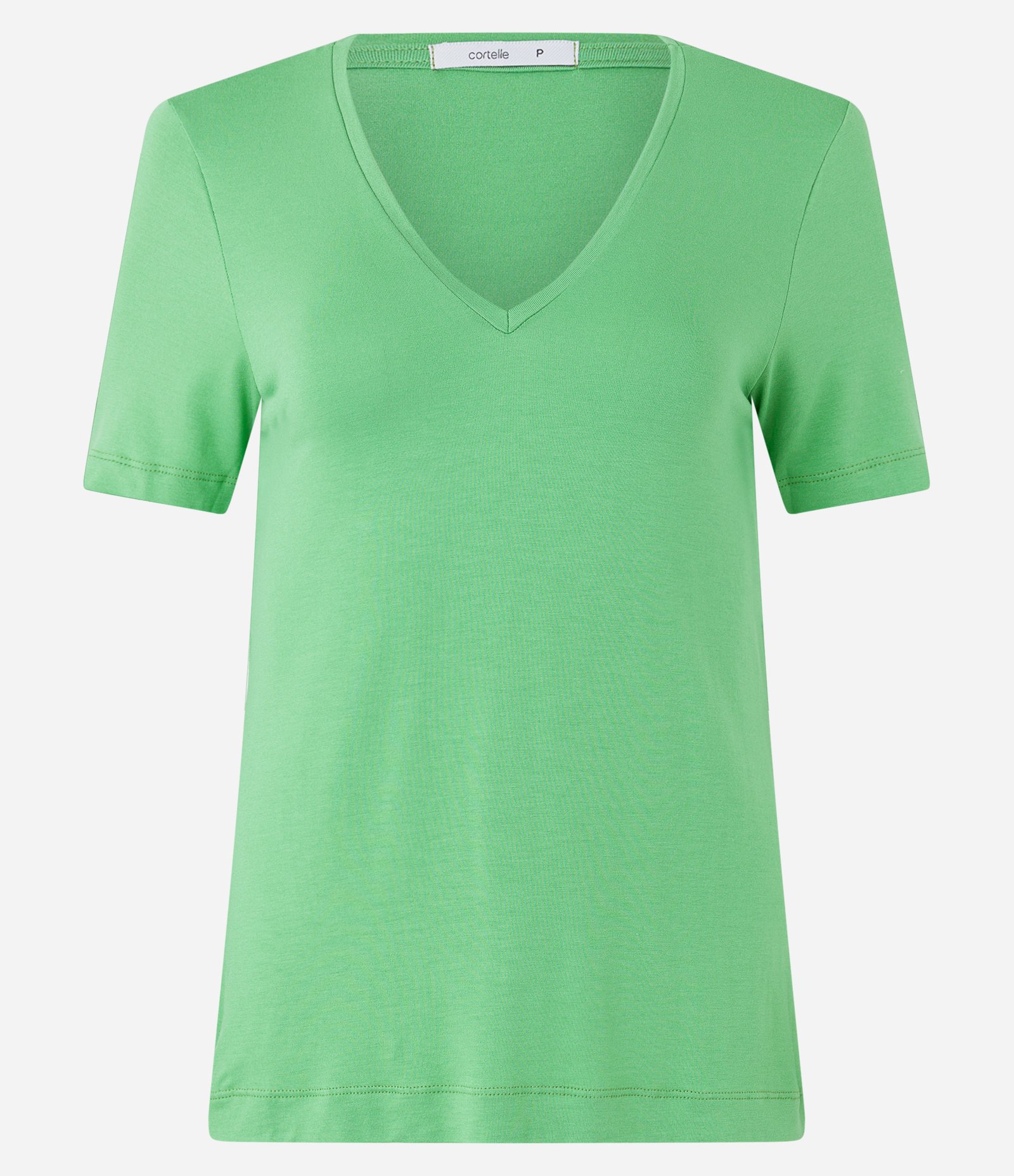 Blusa Básica em Viscose com Decote V Verde 5