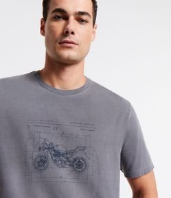 Camiseta Manga Curta em Algodão com Estampa Moto Project