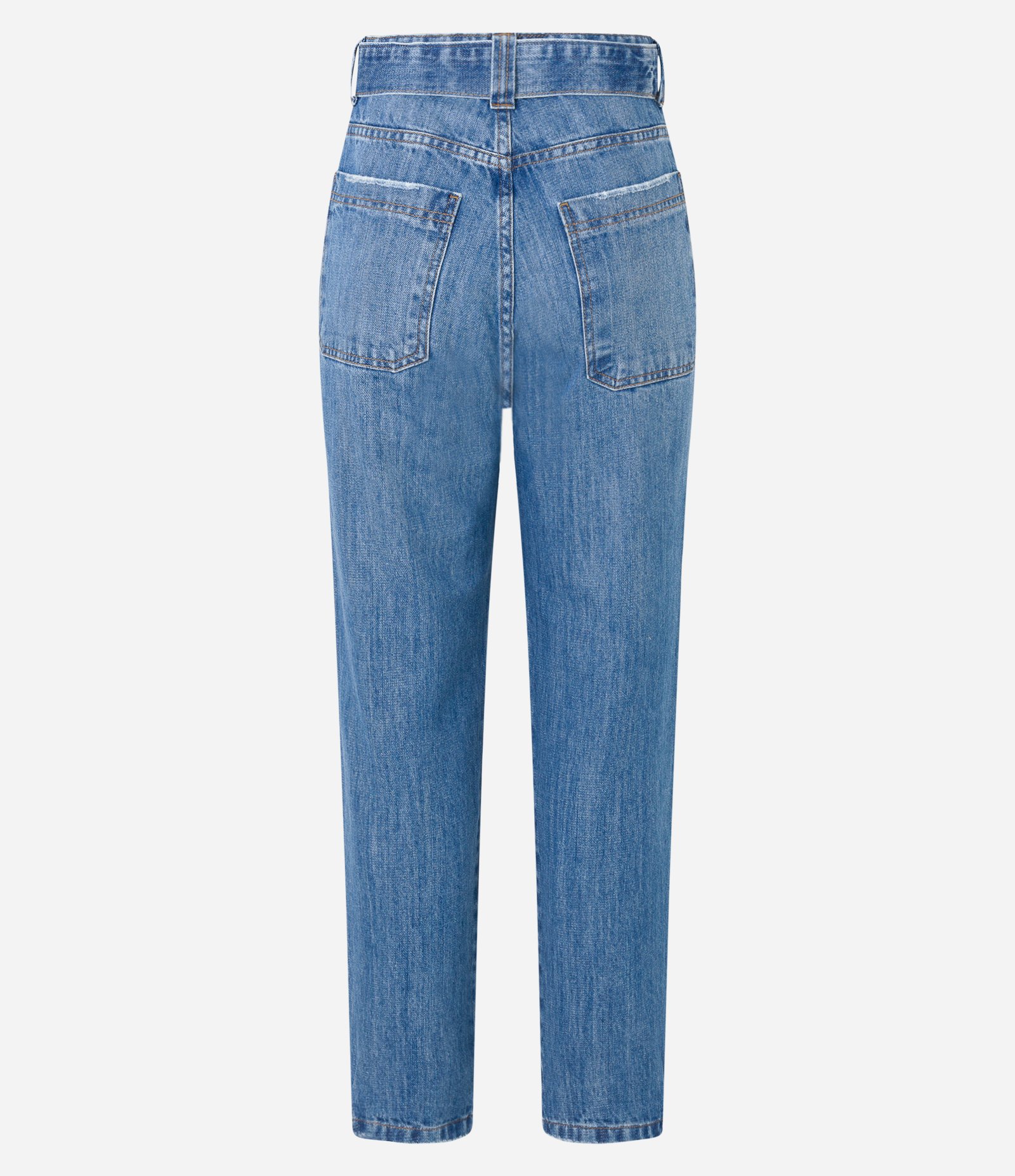 Calça Mom em Jeans com Cinto e Fivela Azul Médio 6