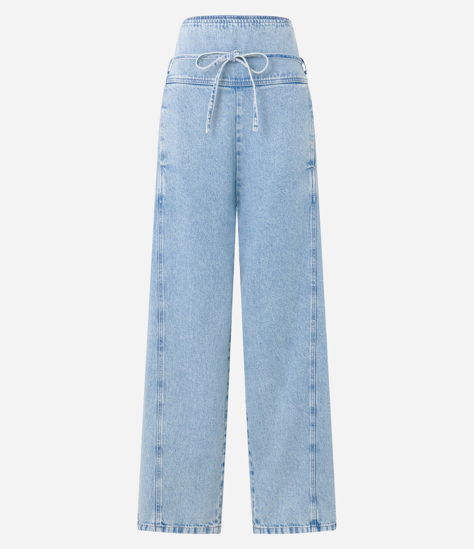 Calça Clochard em Jeans com Amarração e Bolsos Azul 5