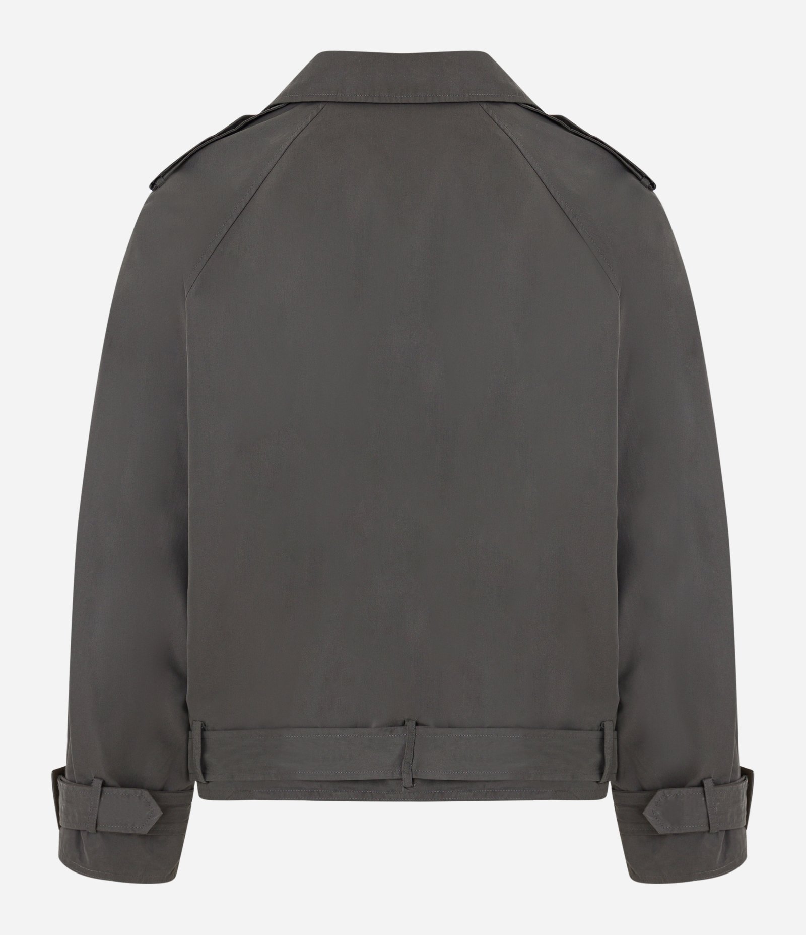 Casaco Trench Coat Curto com Trespasse Cinza 8