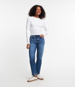 Calça Mom Jeans com Cós Alto