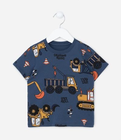 Camiseta Manga Curta Infantil com Estampa de Caminhões - Tam 1 a 5 anos Menor preço em Camiseta Manga Curta Infantil com Estampa de Caminhões - Tam 1 a 5 anos