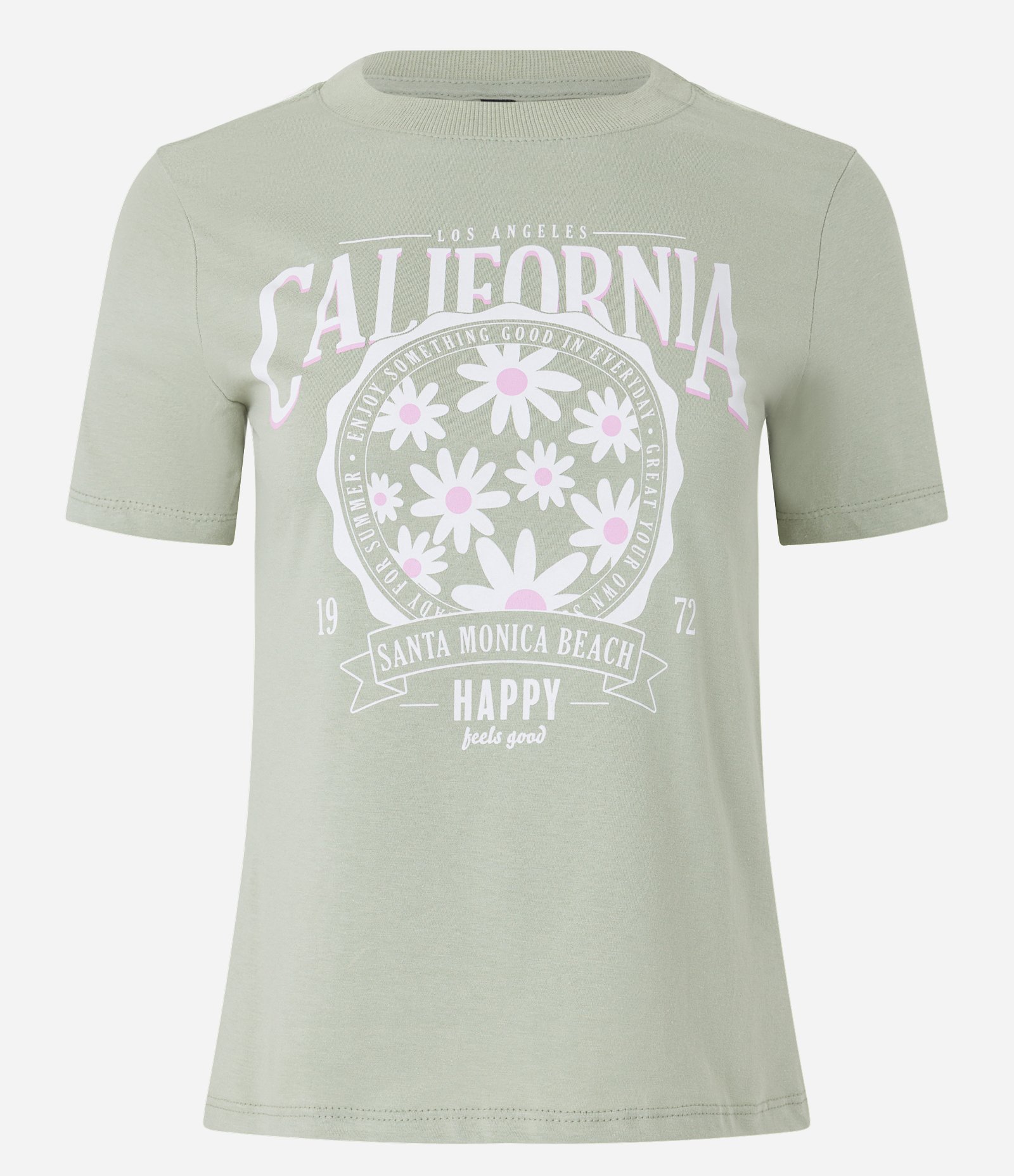 Blusa Baby Look em Meia Malha com Estampa Califórnia Verde 6