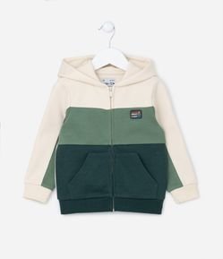 Casaco Infantil em Malha Piquet com Blocos de Cor e Bolso Canguru - Tam 1 a 5 anos