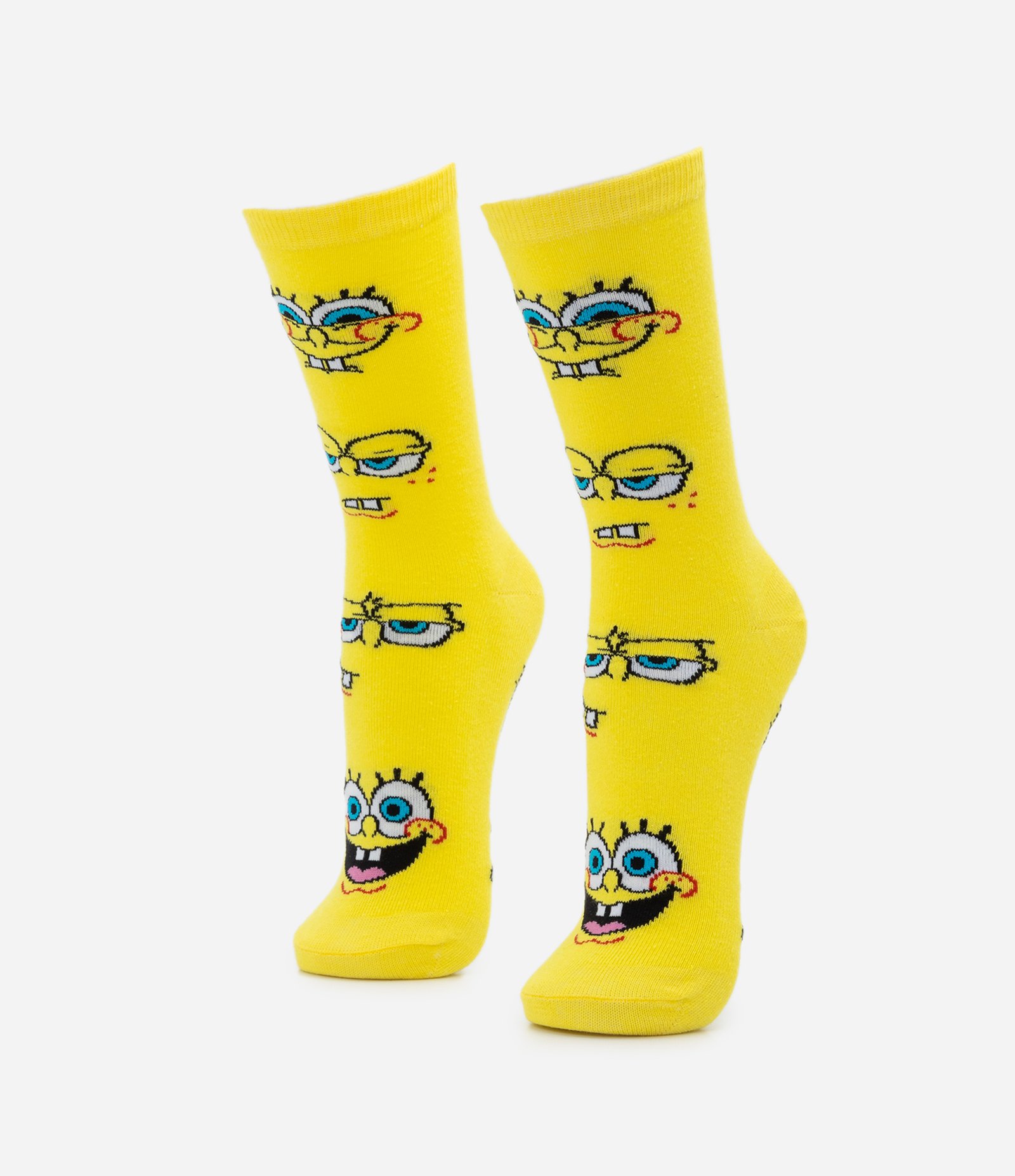 Meia Cano Longo em Algodão Estampa Expressões Bob Esponja Amarelo 1