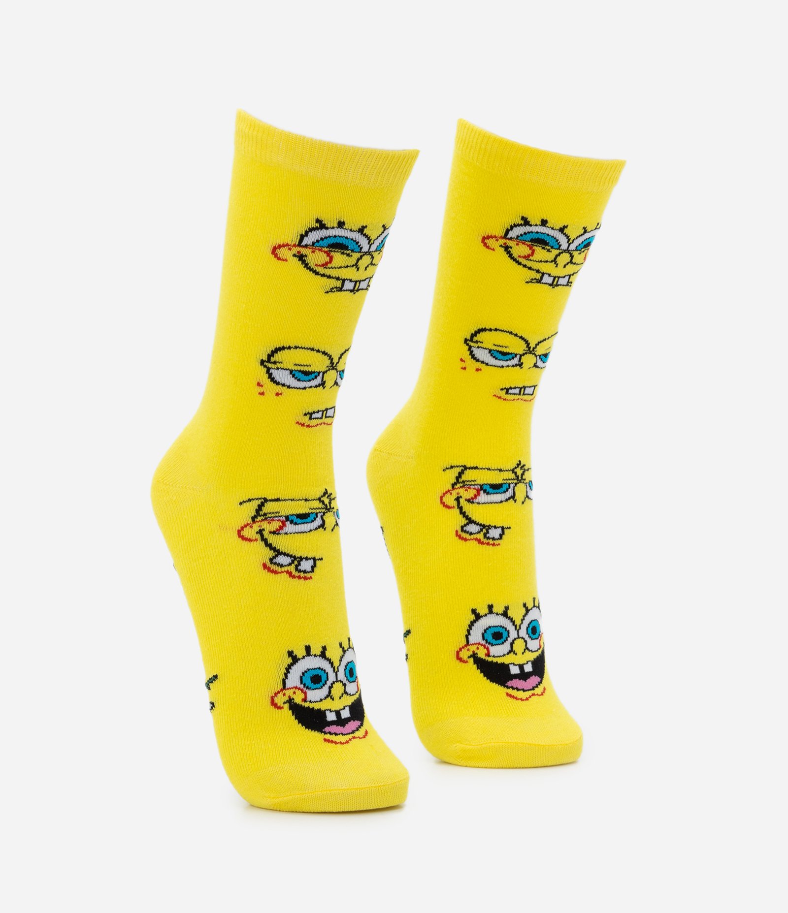 Meia Cano Longo em Algodão Estampa Expressões Bob Esponja Amarelo 2