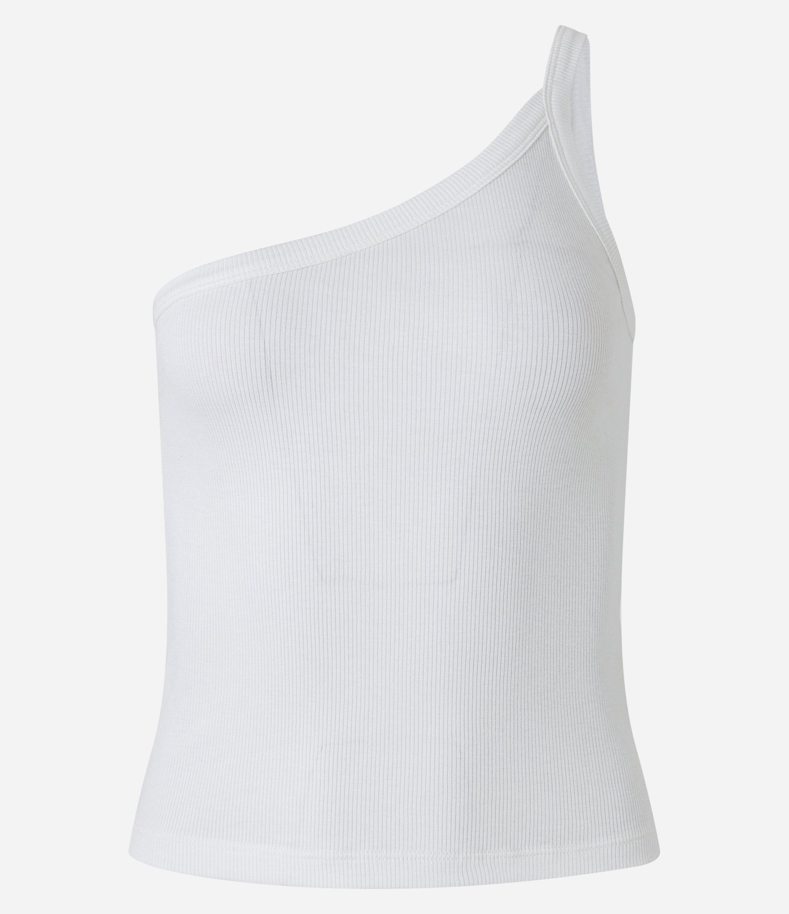 Blusa Básica em Ribana com Um Ombro Só Branco 5