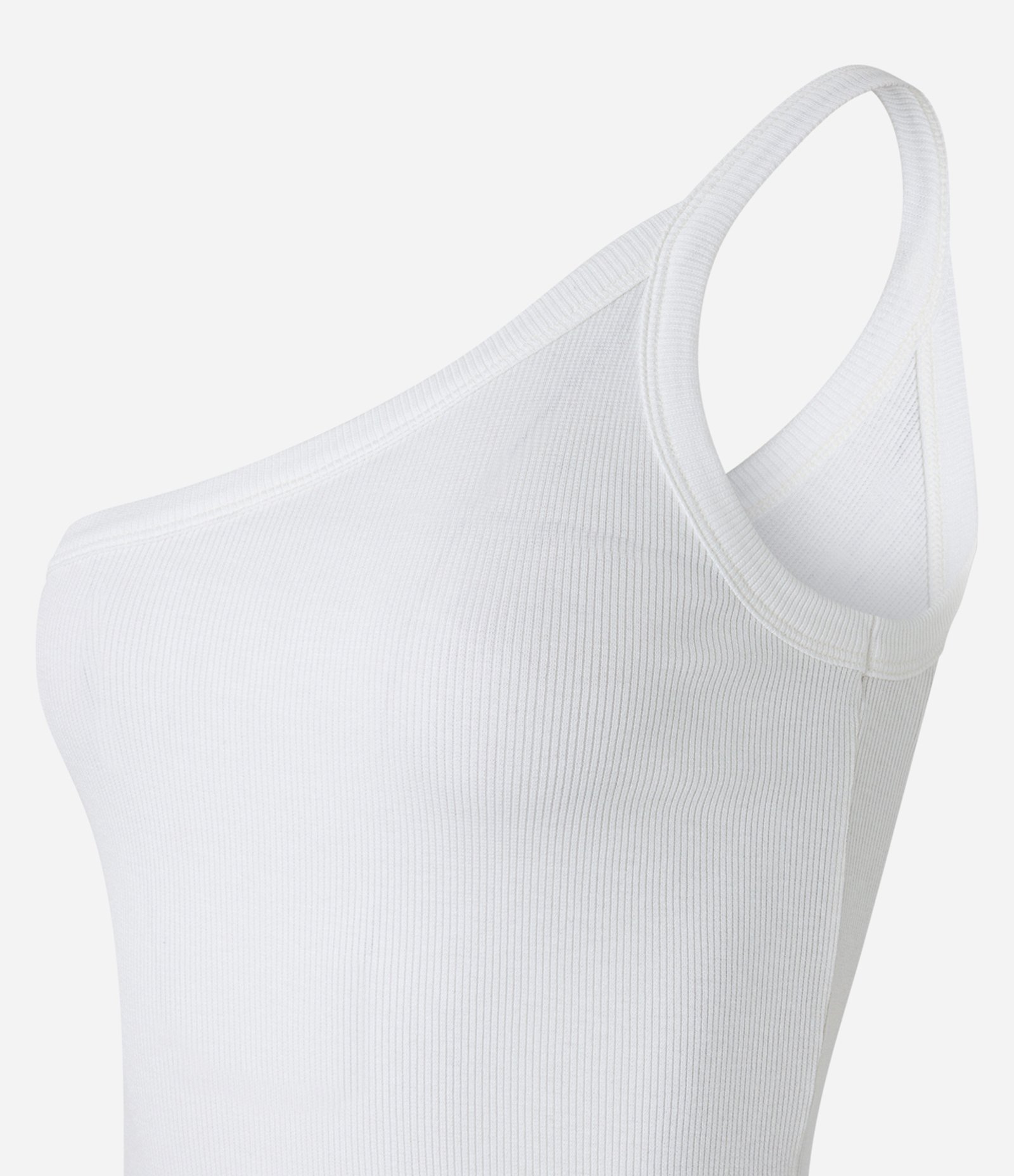 Blusa Básica em Ribana com Um Ombro Só Branco 6