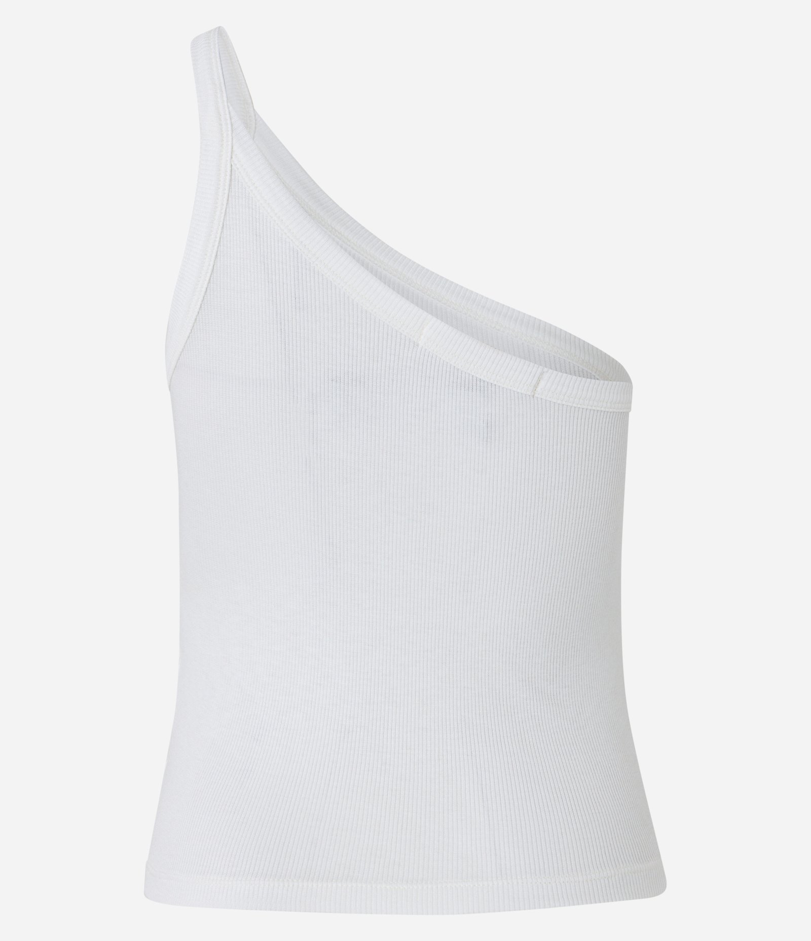 Blusa Básica em Ribana com Um Ombro Só Branco 7