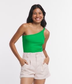 Blusa Básica em Ribana com Um Ombro Só
