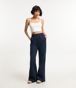 Calça Bailarina em Moletom com Elástico no Cós e Bolsos