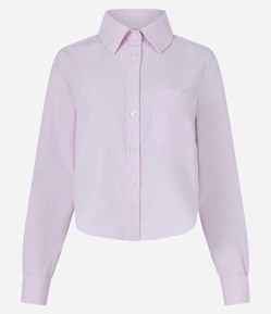 Camisa Curta em Tricoline com Listras em Fio Tinto