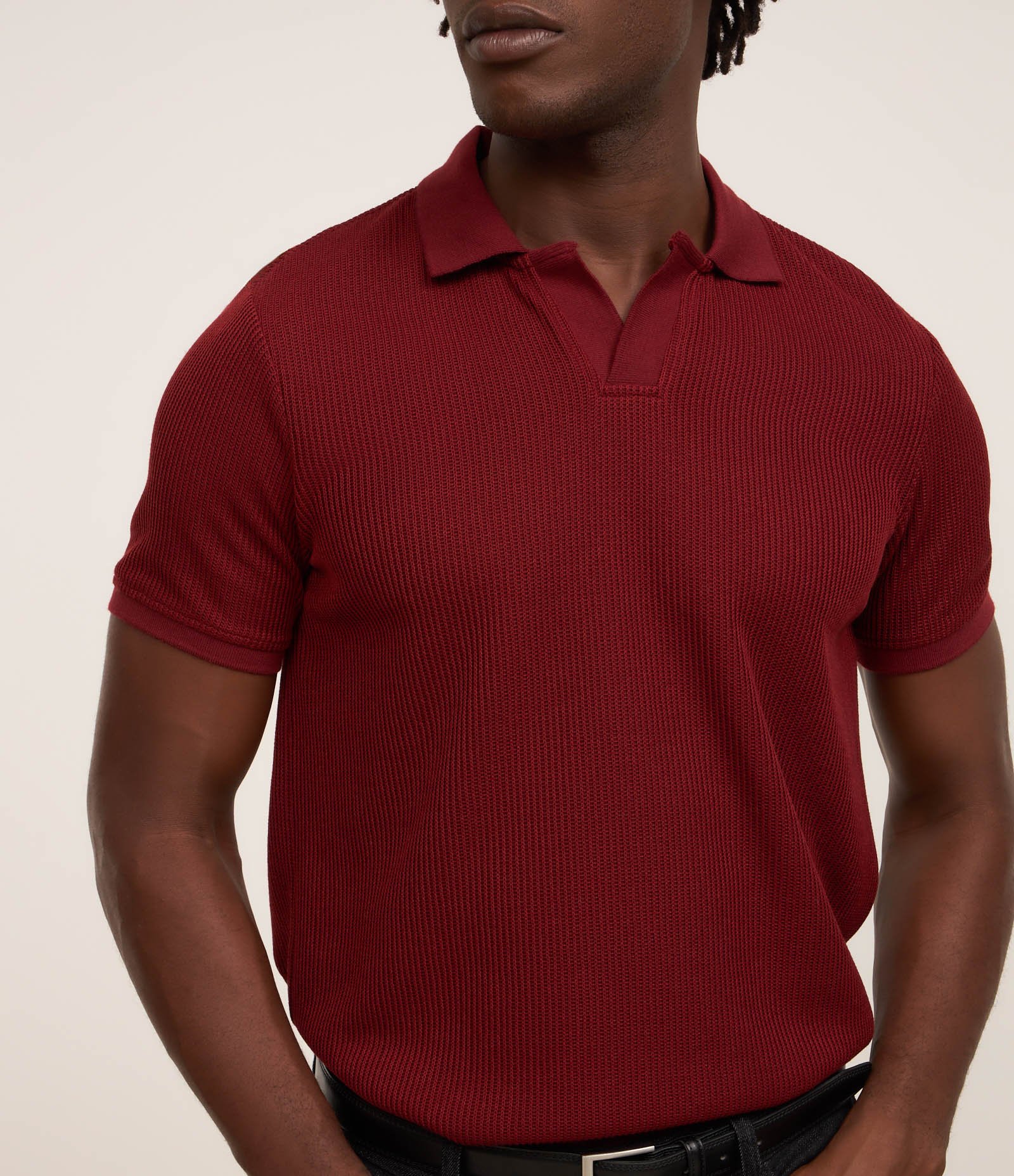 Camisa Polo com Gola Lapela sem Botão e Textura Canelada 3