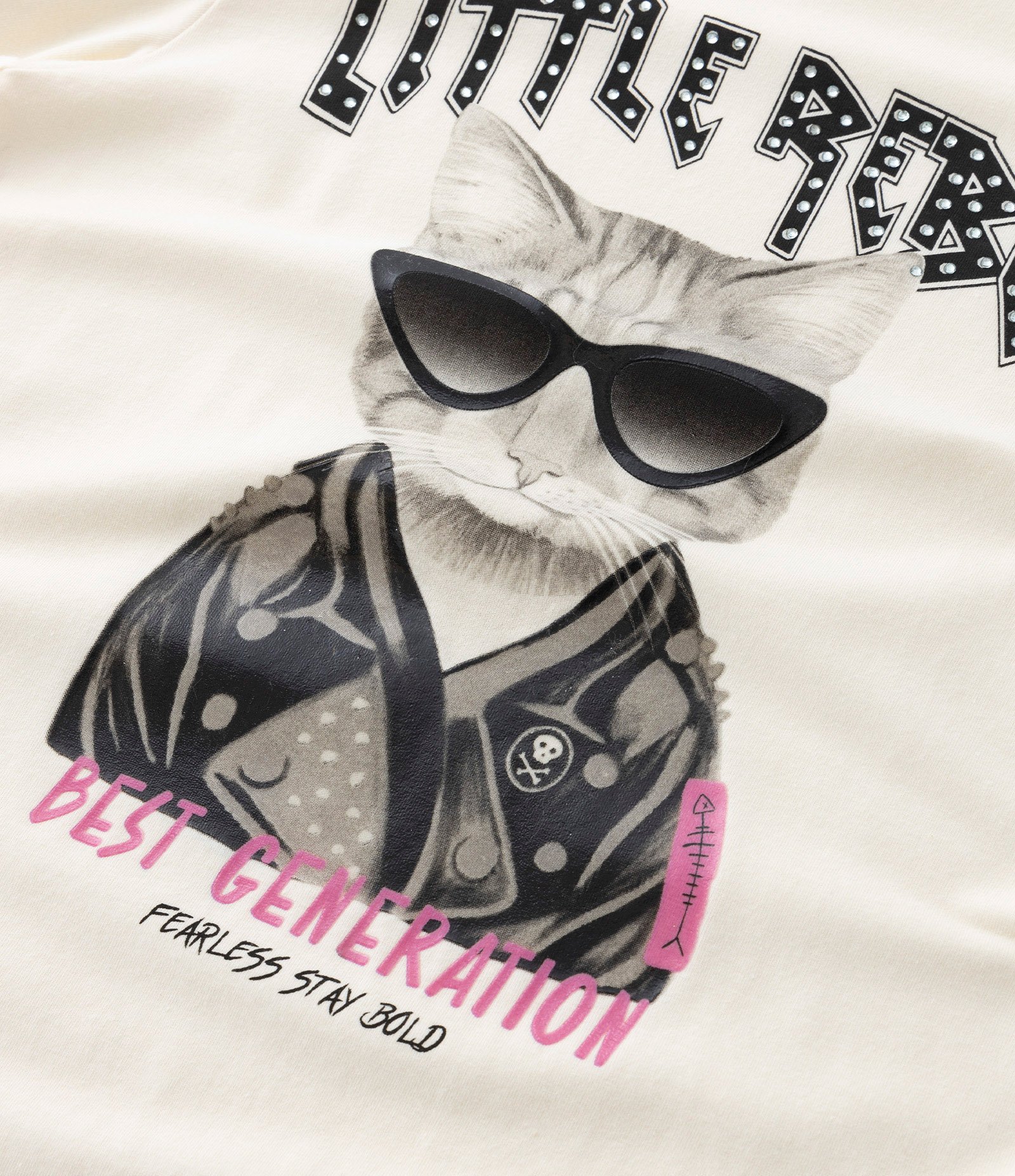 Blusa Infantil com Estampa Gato de Óculos - Tam 5 A 14 Anos Bege 3