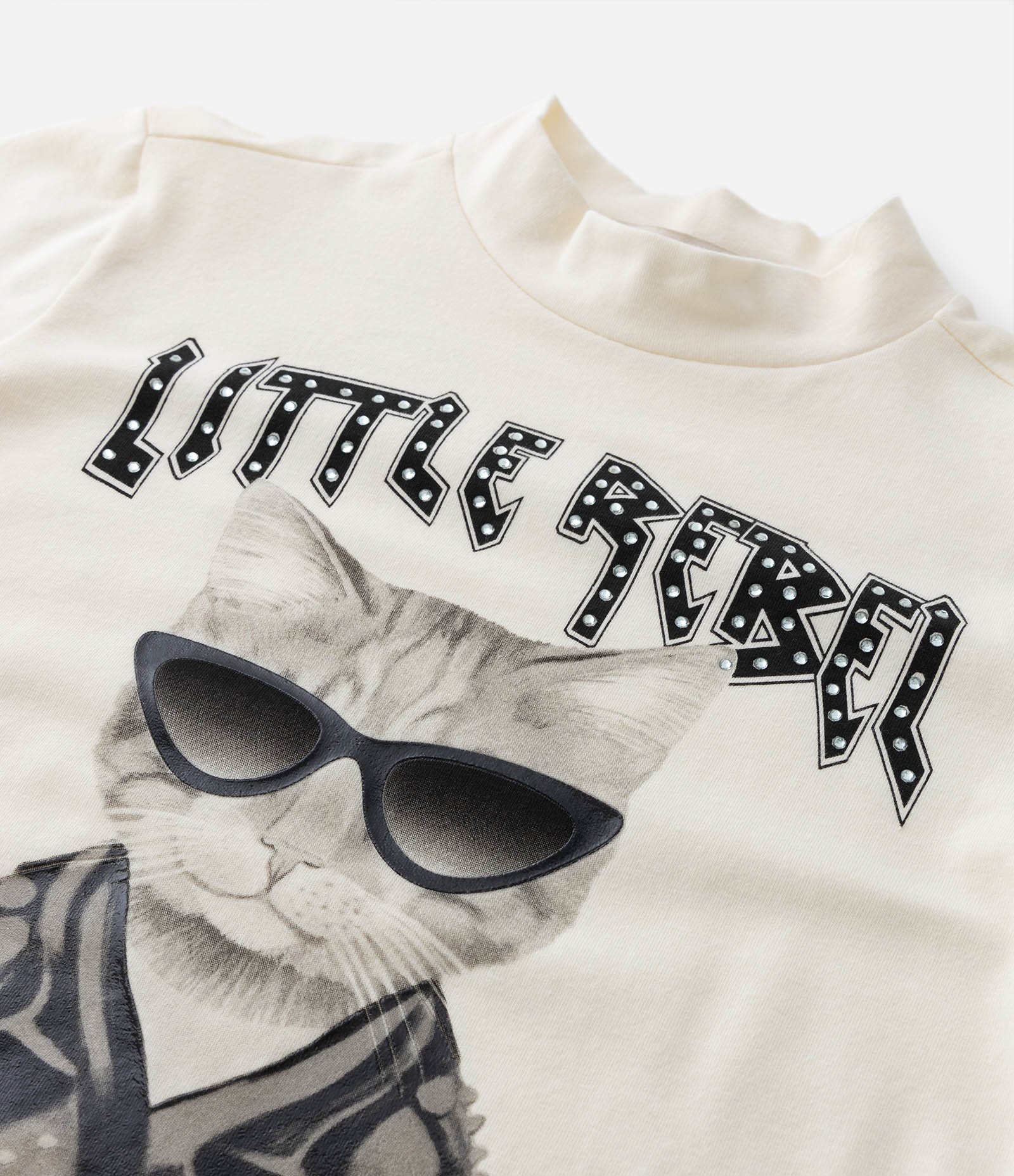 Blusa Infantil Com Estampa Gato De Óculos - Tam 5 A 14 Anos Bege 4