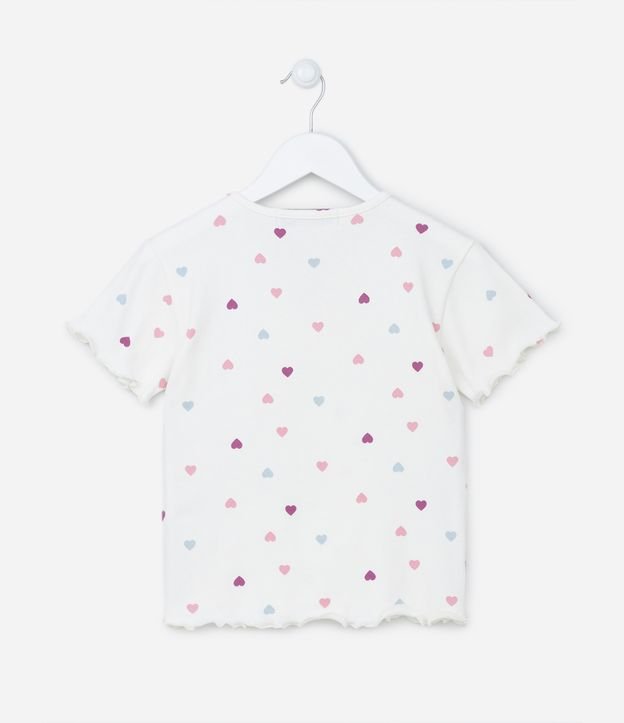 Blusa Infantil Canelada com Estampa Corações - Tam 5 A 14 Anos Branco Neve 2