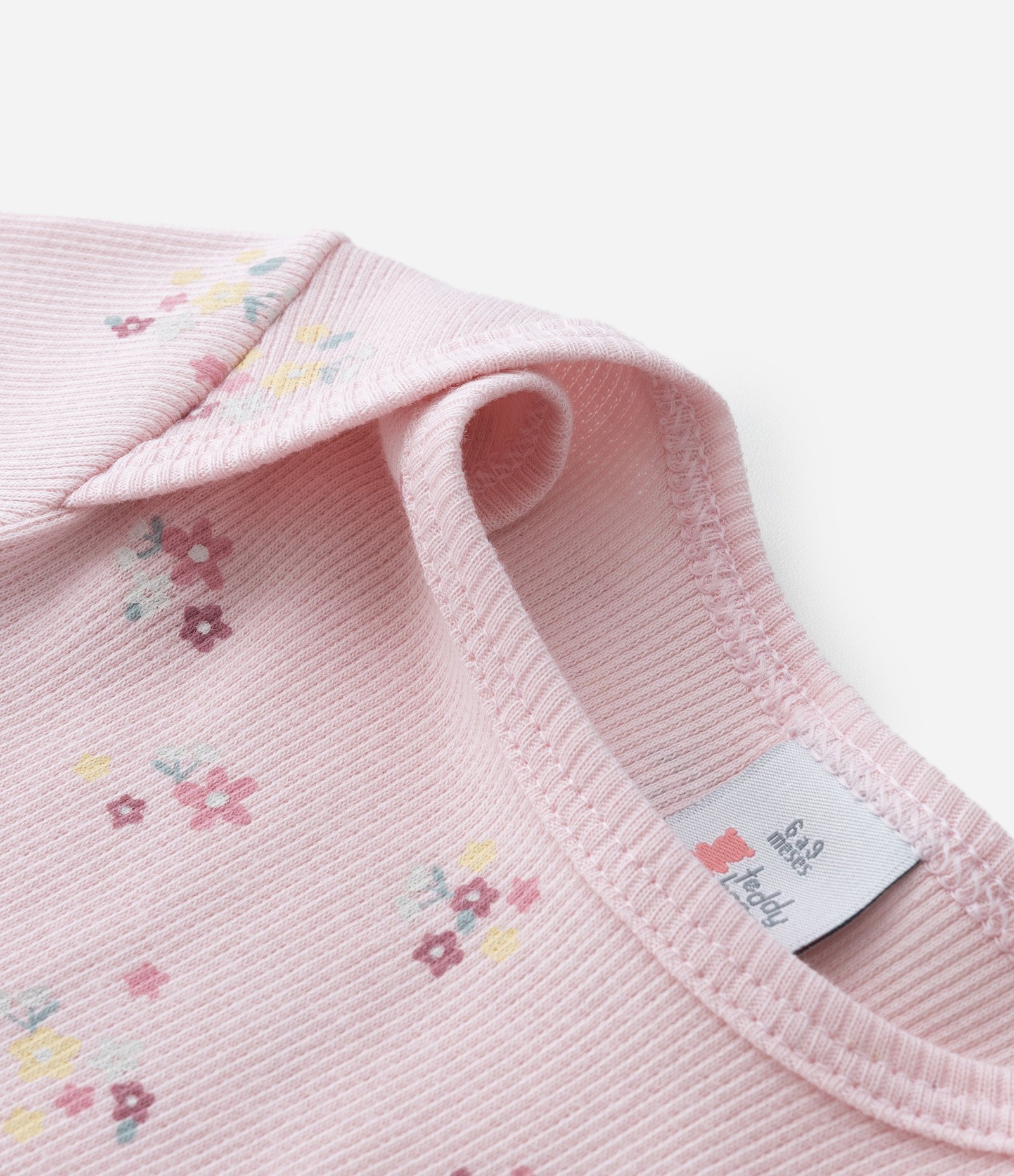 Body Infantil Canelado com Estampa Florzinhas - Tam 0 a 18 meses Rosa 4