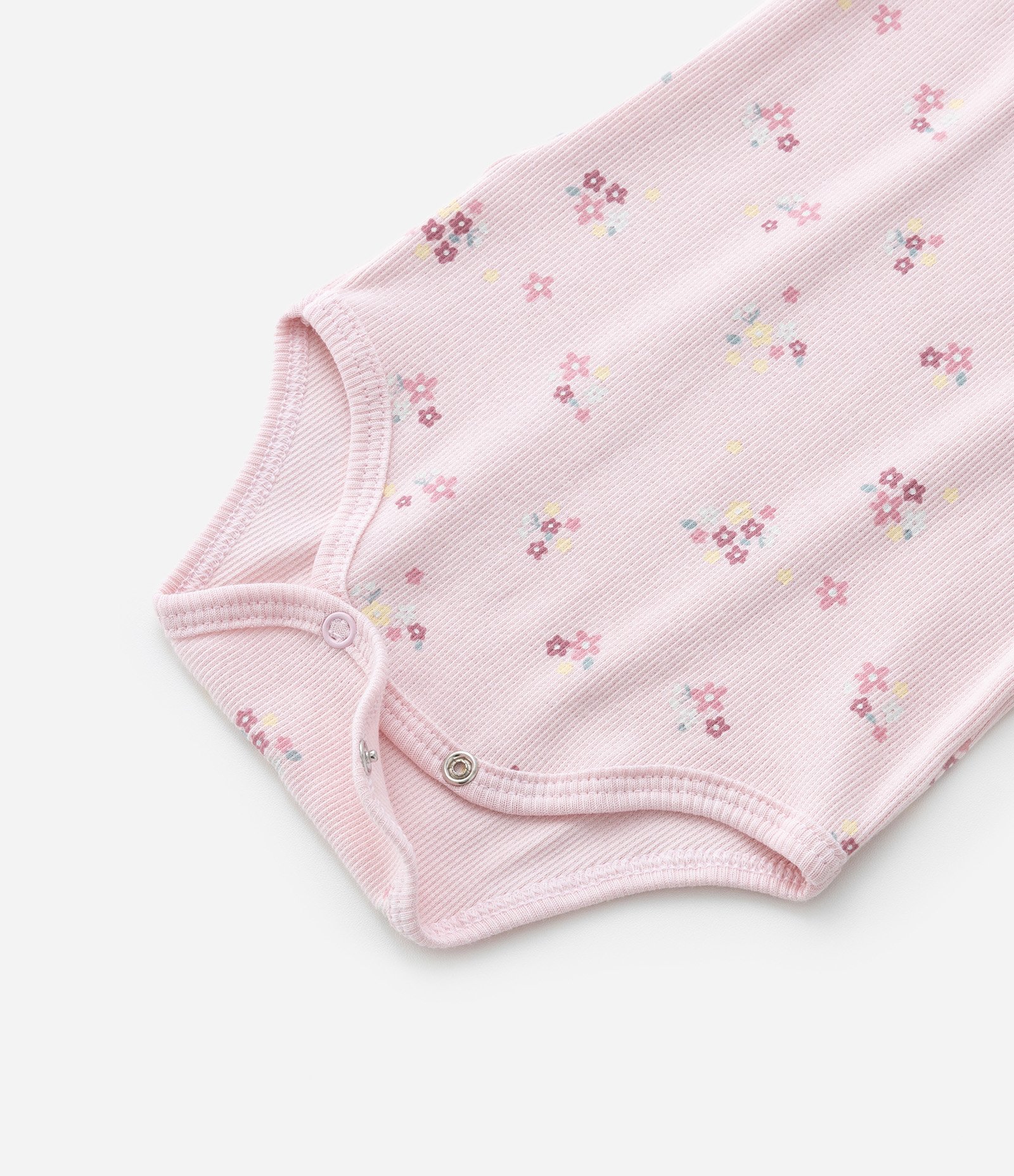 Body Infantil Canelado com Estampa Florzinhas - Tam 0 a 18 meses Rosa 5