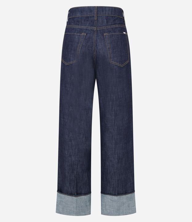 Calça Wide Leg em Jeans com Barra Diferenciada Azul 7
