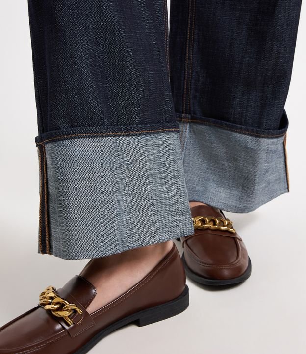 Calça Wide Leg em Jeans com Barra Diferenciada Azul 5