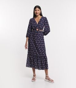 Vestido Longo em Viscose com Detalha Vazado no Busto