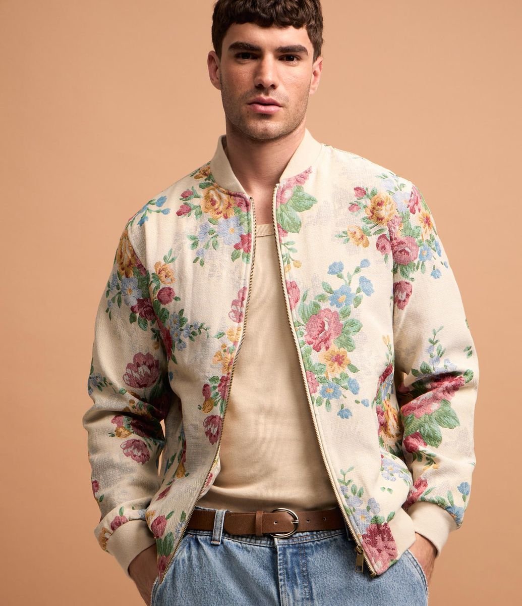Floral Masculina Jaqueta Floral Bomber Jaqueta Feminina Bomber - Main Image