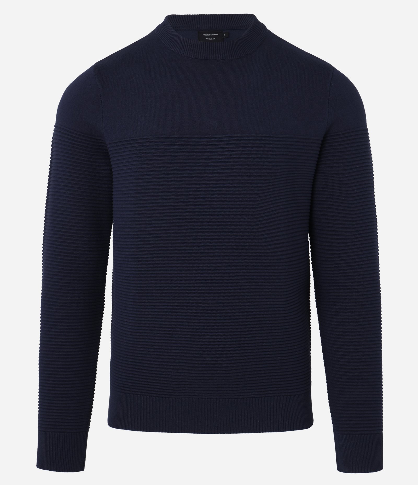 Suéter em Tricô com Textura em Nervuras Azul Escuro 5