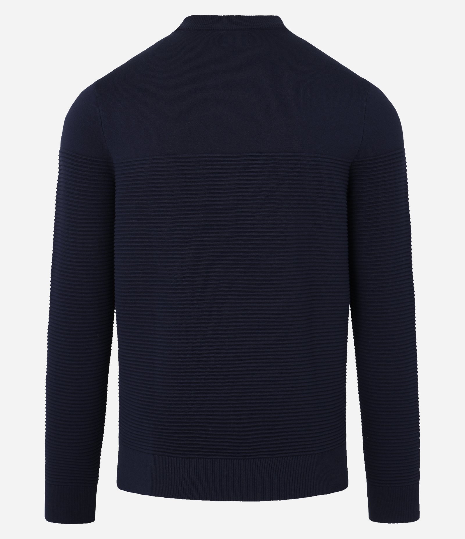 Suéter em Tricô com Textura em Nervuras Azul Escuro 7