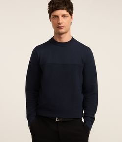 Suéter em Tricô com Textura em Nervuras