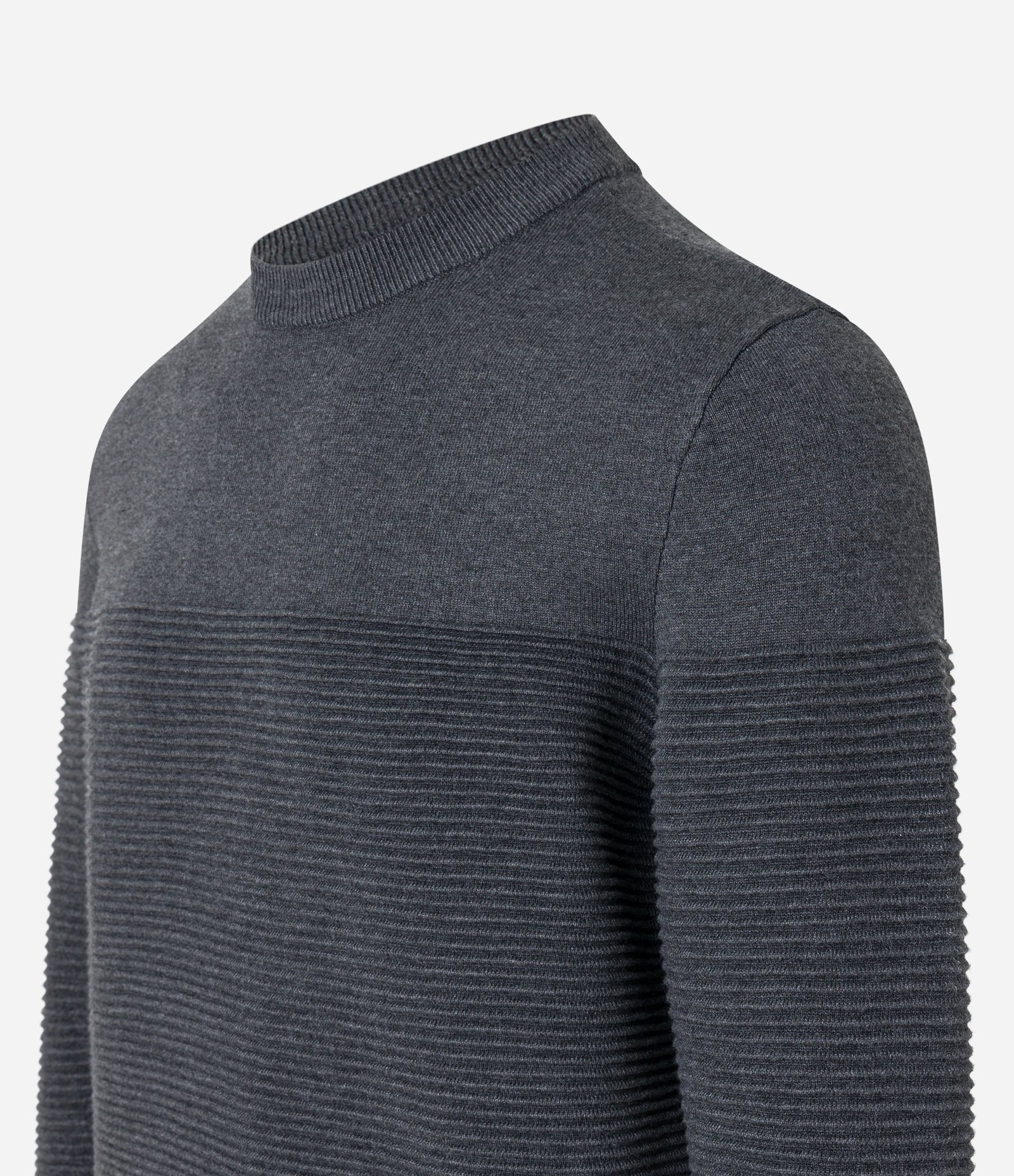 Suéter em Tricô com Textura em Nervuras Cinza 6