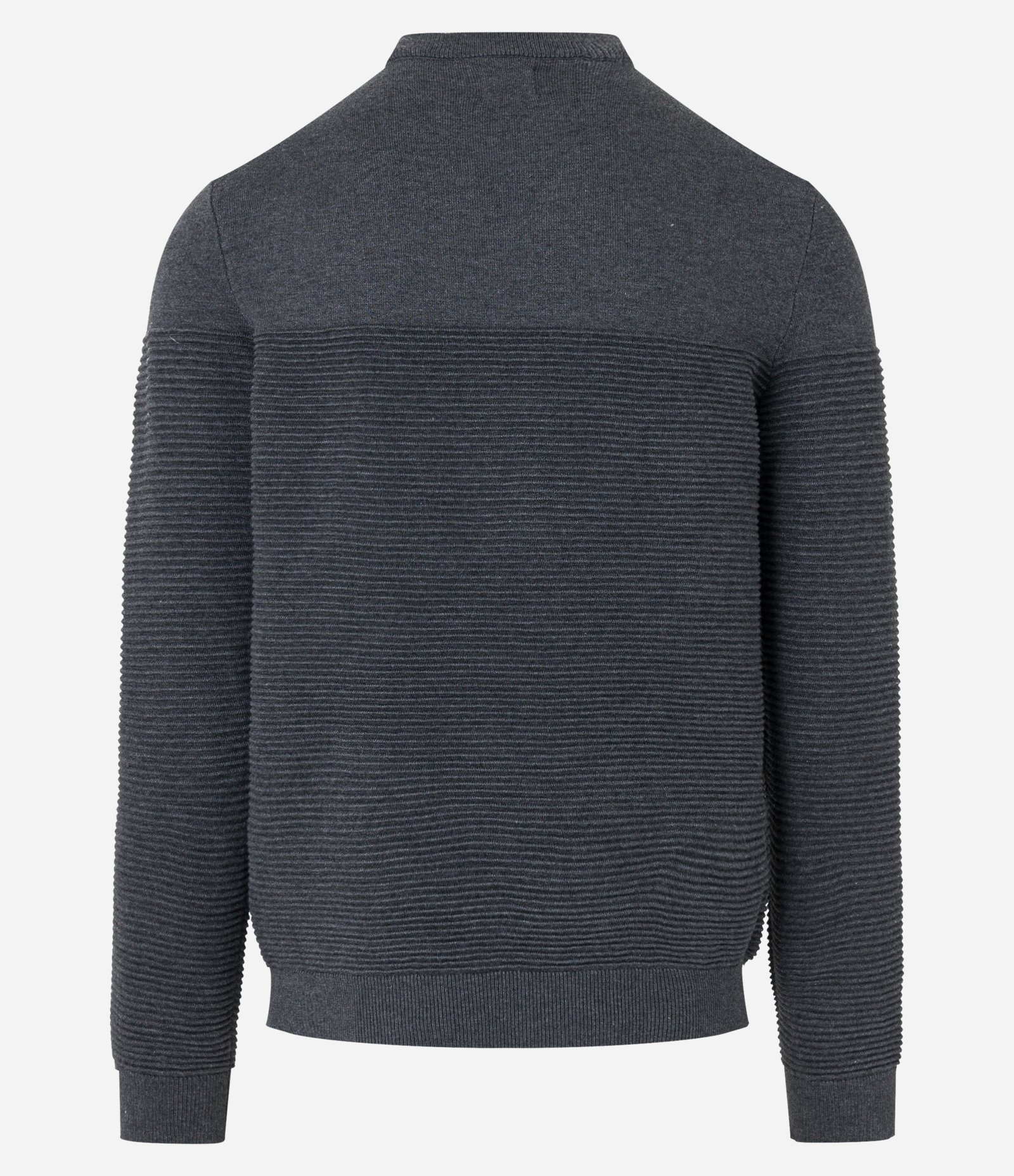 Suéter em Tricô com Textura em Nervuras Cinza 7