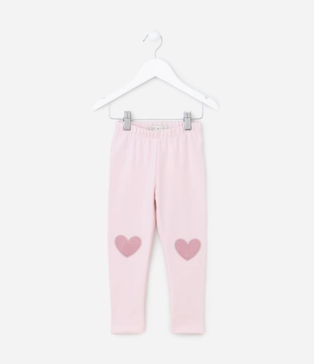Calça Legging Infantil com Bordado Coração - Tam 1 a 5
