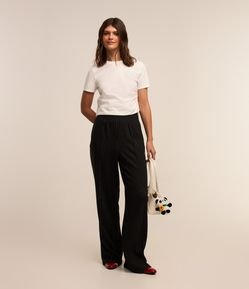 Calça Reta em Moletinho Listras Riscas de Giz