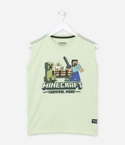 Camiseta Regata Infantil com Estampa do Minecraft - Tam 5 a 14 anos