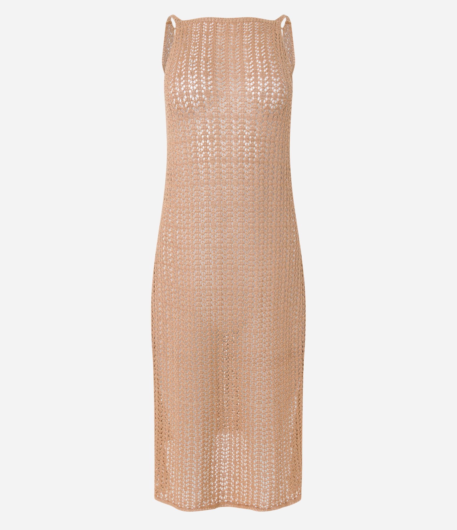 Saída de Praia Vestido em Tricô com Decote nas Costas Bege 4