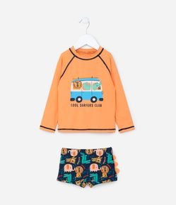 Conjunto Infantil com Proteção UV e Estampa de Animais - Tam 1 a 4 anos
