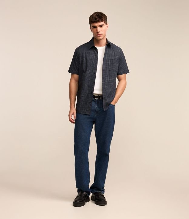 Camisa Tricoline com Estampa Xadrez