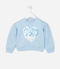 Blusão Moletom Infantil com Bordado de Coração - Tam 1 a 5 anos
