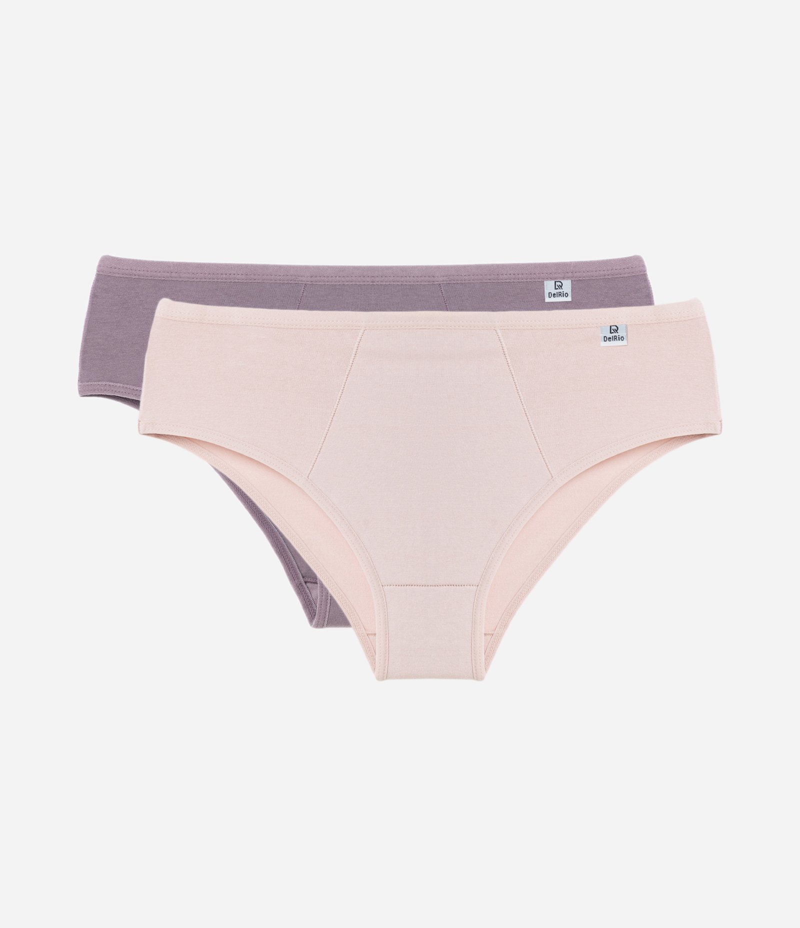 Kit 02 Calcinhas Altas em Meia Malha com Recortes  DelRio Rosa/Roxo 5